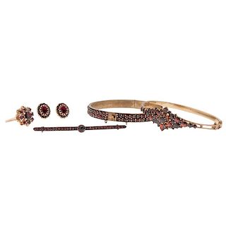 Vintage Garnet Bracelets and Bar Pin PLUS