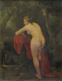 Signed 19th C. Italian Oil on Canvas. Nude in