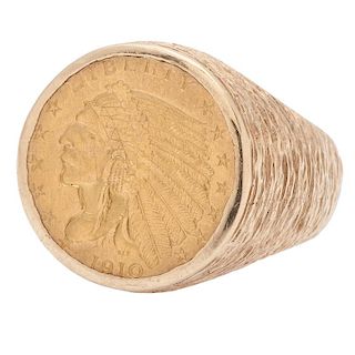 2 1/2 Dollar Liberty Coin Ring in 14 Karat Yellow Gold