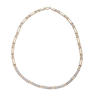 10 Karat Gold Stampato Fashion Necklace with Cubic Zirconia