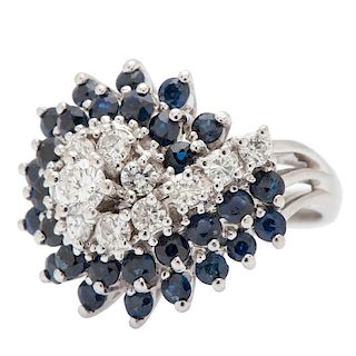Sapphire and Diamond Cocktail Ring in 14 Karat White Gold
