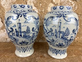 Pair of Delftware Vases
