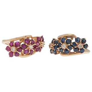 Ruby and Sapphire Rings in 14 Karat Yellow Gold