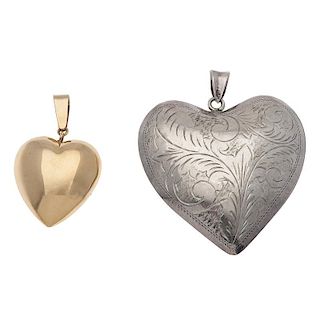 Puffed Heart Pendants in 14 Karat and Sterling Silver