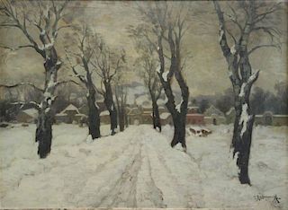 KOGANOWSKY, Jakob. Oil on Board. Winter Landscape.
