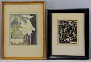 Two Signed 1930's Woodcut Prints.