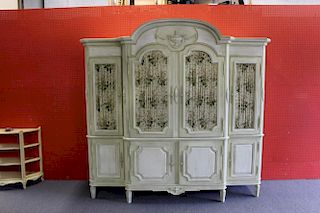 Large French Style Paint Decorated Armoire / TV