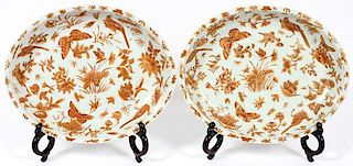 CHINESE EXPORT PORCELAIN PLATTERS 19TH C. TWO