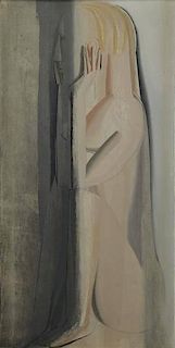 HANSON, Joseph M. Oil on Canvas. "Nude in Shadow".