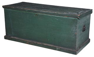 American Chippendale Green Painted Blanket Chest