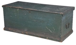 American Blanket Chest With Early Blue-Green Paint