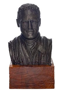 BUSTO DE PAU NEWMAN.  Escultura en bronce 37 x 21 cm. de altura  Con base de madera