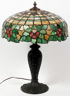 CHICAGO MOSAIC LEADED GLASS LAMP CIRCA 1915