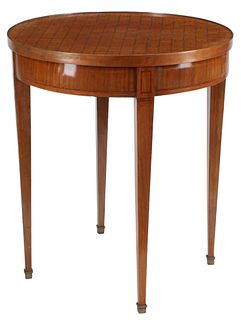 FRENCH PARQUETRY ROUND SIDE TABLE