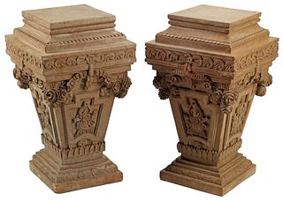 (2) REGENCE STYLE MARBLE SQUARE PEDESTALS