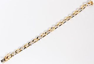 14KT YELLOW AND WHITE GOLD CUBAN LINK BRACELET