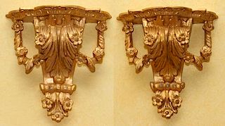 CARVED AND GILT WOOD WALL MOUNTED SHELVES