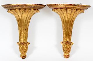 FLORENTINE-STYLE GILT CARVED WOOD WALL MOUNTS