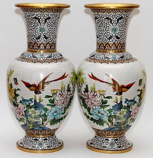 CHINESE CLOISONNE VASES 20TH CENTURY PAIR
