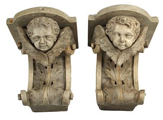 (2) ARCHITECTURAL FIGURAL CORBELS/ WALL BRACKETS 
