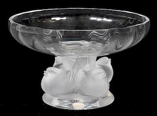 LALIQUE 'NOGENT' FROSTED & CLEAR GLASS FOOTED BOWL