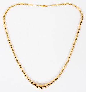 14KT YELLOW GOLD GRADUATED BEAD NECKLACE