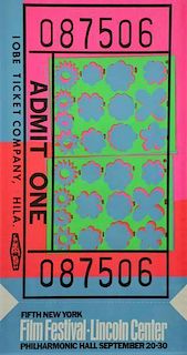WARHOL, Andy. Serigraph. Lincoln Center Ticket