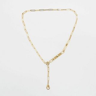 HERMES KELLY CHAIN LARIAT 18K GOLD NECKLACE