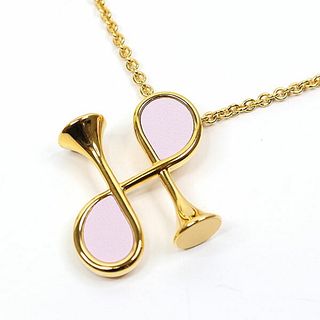 HERMES H PENDANT GOLD PLATED NECKLACE