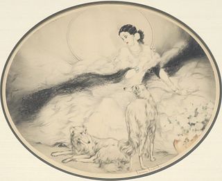 LOUIS ICART (1888-1950) SIGNED ART DECO ETCHING 'LADY OF THE CAMELIAS'