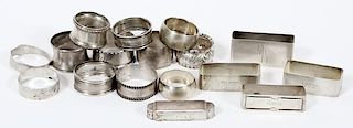 STERLING AND SILVER PLATE NAPKIN RINGS 17 PIECES
