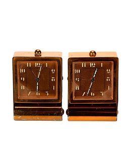 Two Vintage LeCoultre Travel Alarm Clocks
