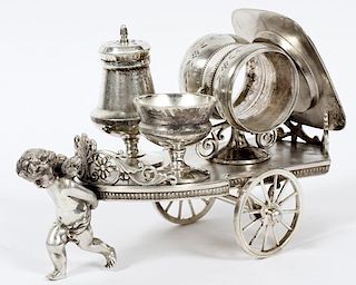 VICTORIAN SILVER PLATE CONDIMENT TROLLEY