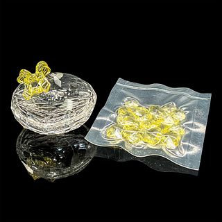 Swarovski Crystal Treasure Box, Heart Shaped Yellow Bow + Loose Crystals