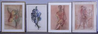 OLSSON, Johannes. Four 1972 Cubist Figural Pastels