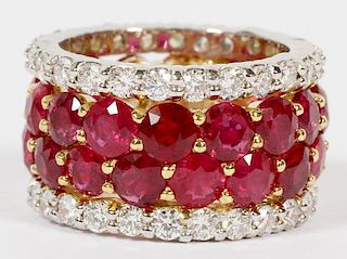 17CT RUBY AND 3.40CT DIAMOND RING