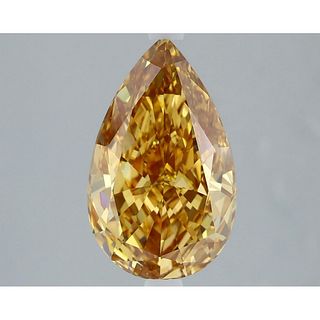 3.02 ct, Vivid Brn. Yellow/VVS2, Pear cut IGI Graded Lab Grown Diamond