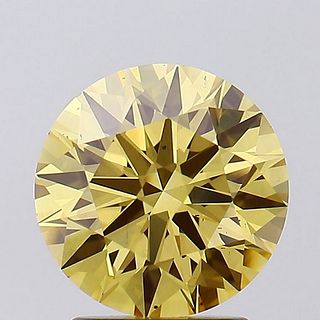 2.25 ct, Intense Brn. Yellow/VS2, Round cut IGI Graded Lab Grown Diamond