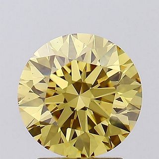 2.30 ct, Vivid Brn. Yellow/VS1, Round cut IGI Graded Lab Grown Diamond
