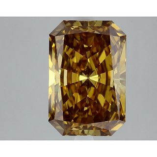 4.08 ct, Vivid Brn. Yellow/VS2, Radiant cut IGI Graded Lab Grown Diamond