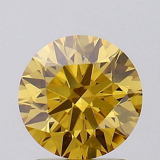 1.67 ct, Vivid Brn. Yellow/VS2, Round cut IGI Graded Lab Grown Diamond