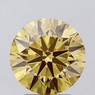 3.00 ct, Intense Brn. Yellow/VS2, Round cut IGI Graded Lab Grown Diamond