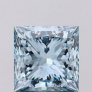 1.71 ct, Vivid Green Blue/VS2, Princess cut IGI Graded Lab Grown Diamond