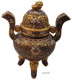Chinese Cloisonne Incense Burner Urn