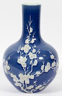 CHINESE BLUE FIELD W/ TREES PORCELAIN VASE