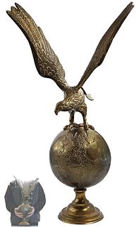Eagle On Globe Brass Sculpture