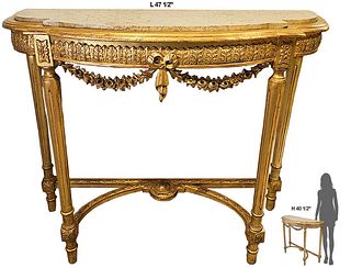 19th C. French Top Marble Console