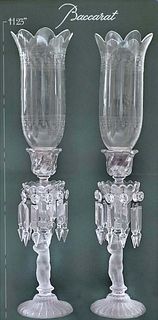 19th C. Signed Baccarat Crystal Candle Holders