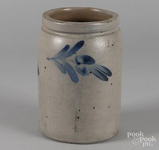 Pennsylvania stoneware crock, 19th c., with cobalt floral decoration, 9 3/4'' h.