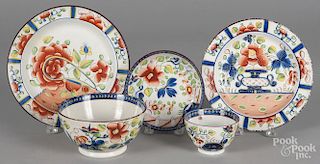 Five pieces of Gaudy Dutch porcelain, plate - 8 1/8'' dia.